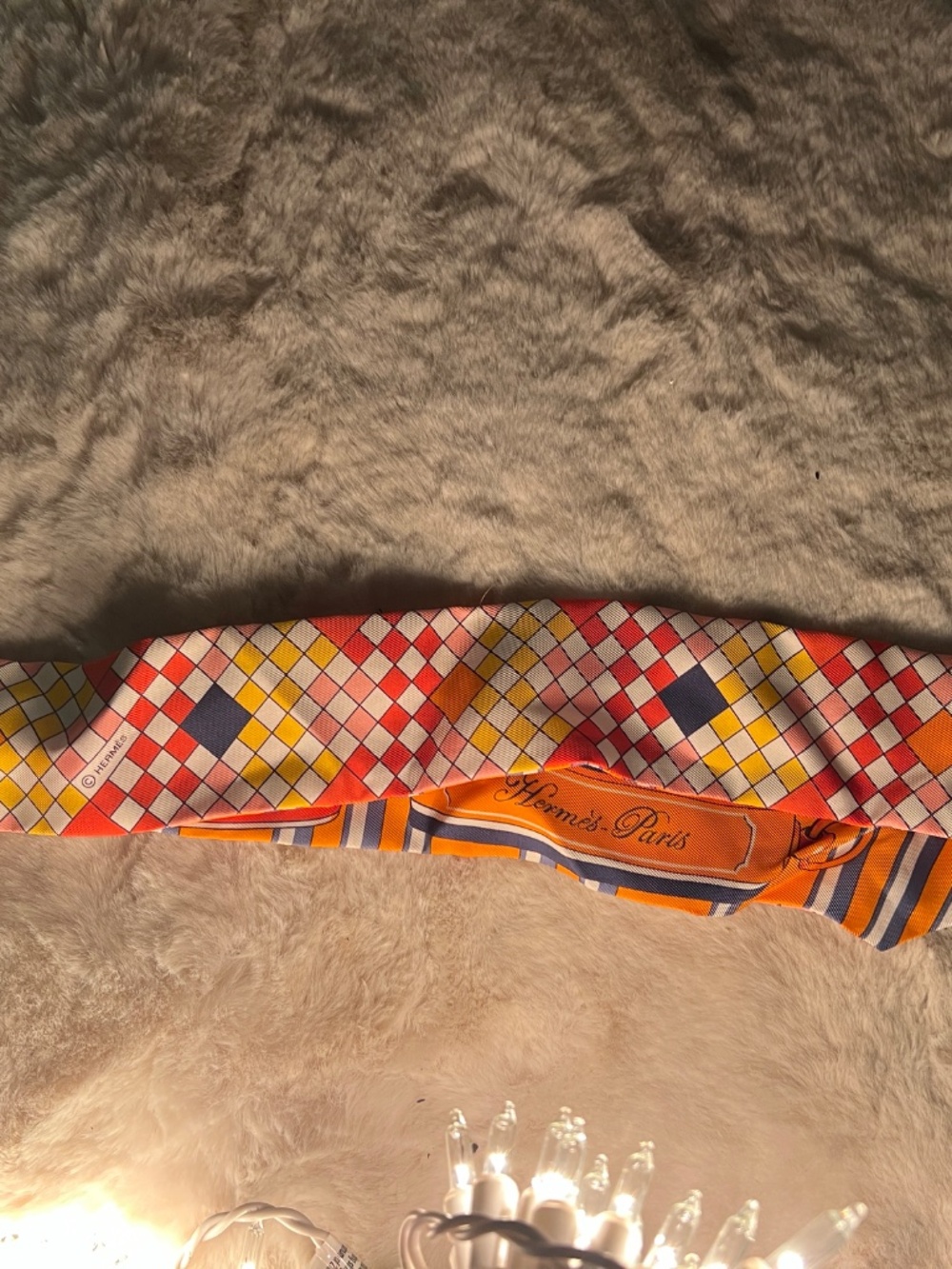 HERMES SILK COLLIERS ET CHIENS TWILLY ORANGE / GRIS BLEUTE - Picture 11 of 12